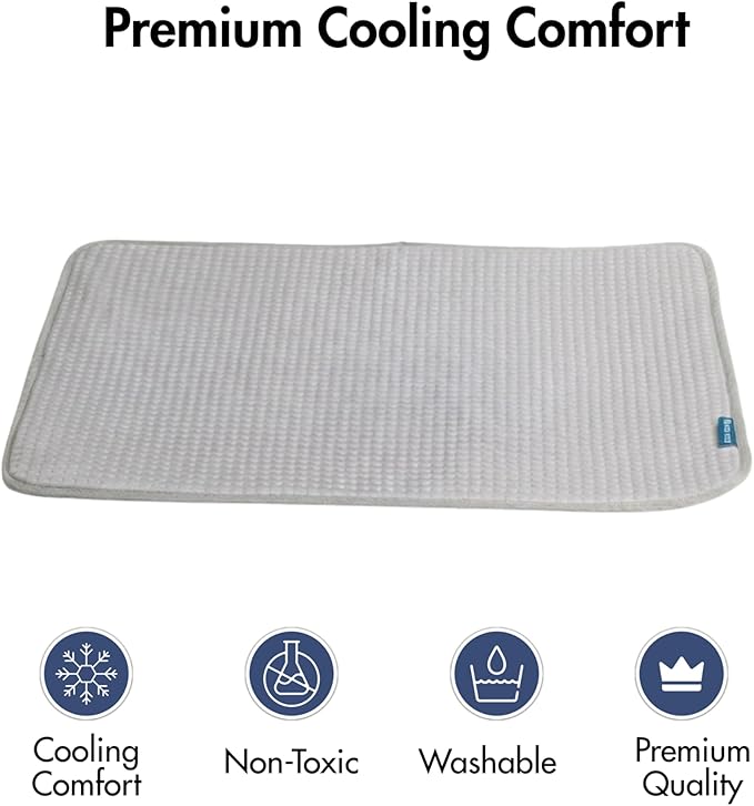 Spark Paws Cooling Mat for Dogs - Self Cooling Dog Mat & Pet Cooling Pad for Large, Medium & Small Dogs - Non-Toxic, Non-Gel Washable Cooling Bed - Waffle Grey - Size L