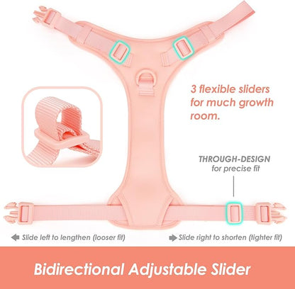 No Pull Dog Harness, Puppy Vest with Front Clip for Small Medium Large Sized Dog(Light Pink,L)