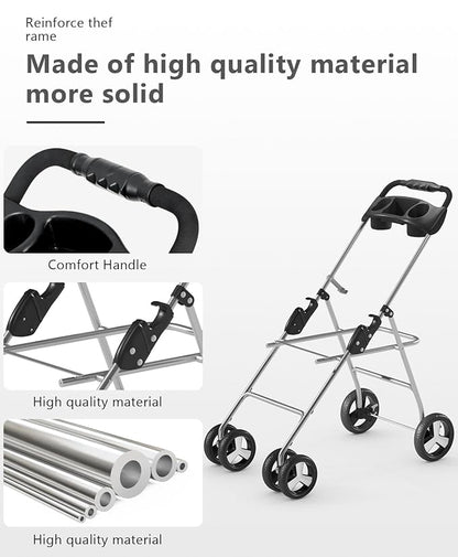 OS MOTOR Pet Stroller with 4 Wheels for Small/Medium Pets,Travel Foldable Detachable Carrier for Dog Cat Cage Jogger Stroller, Rear Wheel Breaks, Storage Basket, Visible Mesh Weather Cover (Navy Blue)