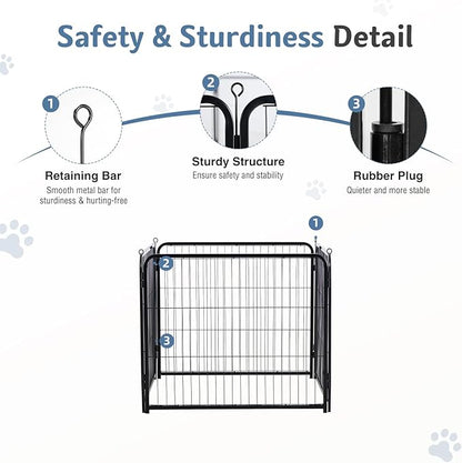 DUMOS Dog Playpen Indoor, Metal 32 Inch 4 Panels Foldable Pet Fence with Door, Outdoor Small Medium Large Dog Puppy Portable Exercise Play Pen for RV Camping, Trips, Play Yard