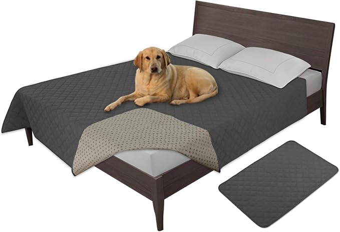 Easy-Going 100% Waterproof Dog Bed Cover, Non-Slip Pet Blanket for Furniture, Washable Couch Cover, Repleasement Sofa Cover (120X82 in,Dark Gray)