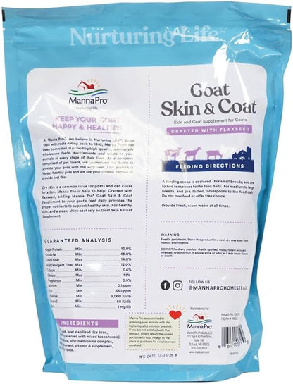 Manna Pro Goat & Skin Supplement, Supports Healthy Skin, Shiny Coat & Overall Wellness, Goat Feed Supplement w/Essential Vitamins & Minerals, for Strong Hooves & Immune Health, 4 lbs