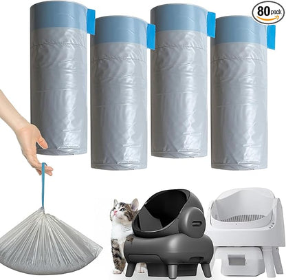 80 Count Litter Bags Compatible with NeakasaM1 and Pet Pivot Autoscooper 11 Open-Top Self-Cleaning Cat Litter Box, 4 Rolls Cat Litter Waste Receptacles Bags (80 Count)