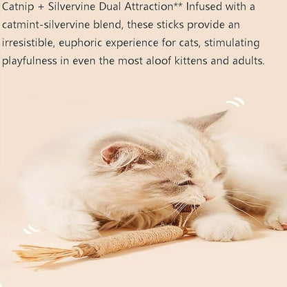 Vintage & Haven Pcs Natural Silvervine Sticks Cat Toys, Catmint Silvervine Blend Sticks, Kittens Chew Toys for Teeth Cleaning, Matatabi Dental Care Cat Treat, Consumable Kitty Lick Toys (6 Pcs)
