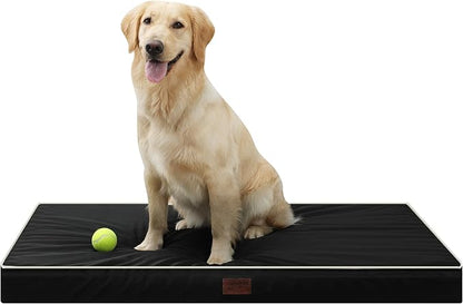 Dog Bed Mats for Large Big Dogs - Orthopedic Dog Pet Bed Thick Egg Foam Crate, Removable Washable Cover, Non-Slip Bottom Durable Dog Crate Bed Mat (Black, XXXL(54''x42''x4''))