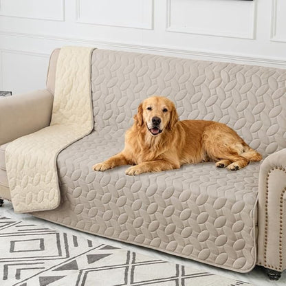Ameritex Waterproof Pet Bed Cover Anti-Slip Dog Bed Blanket for Sofa and Furniture Waterproof New Pattern Design (Khaki, 82x120 Inch (Pack of 1))