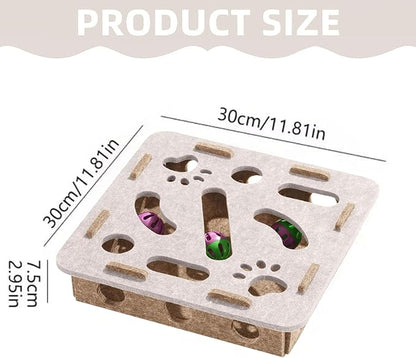 Cat Scratch Puzzle Enrichment Box, Kitten Nail File Scratcher, Interactive Cat Nail File Enrichment Box, Mental Felt Maze Box Stress Free Alternative to Clippers And Grinders (Camel, No Install)