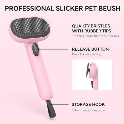 Aumuca Cat Brushes for Indoor Cats, Cat Hair Brush for Shedding, Cat Brush for Long or Short Haired Cats, Cat Grooming Deshedding Brush for Dog Kitten Horse Massage Removes Loose Fur