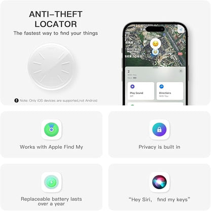 4 Pack GPS Tracker Works with Apple Find My (iOS Only), Key Finder Luggage Tracker with Key Chain and Waterproof Case, Not for Android, Track Wallet Backpack Suitcase Dogs Cats Pets Collar Car
