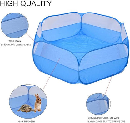 Small Animal Cage, Pet Playpen, Play Tent, Indoor/Outdoor Bedding Fence, Portable Pen for Hamster, Guinea Pig,Bunny, Puppy, Ferret, Rat, Cat, Chinchilla, Bearded Dragon, Hedgehog (nocover-Blue)