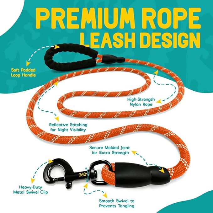 No Pull Dog Harness and Leash Set for Extra Large Dogs – Adjustable Reflective Breathable Soft Padded Easy Control Dog Harness for Training & Walking, Orange (X-Large)