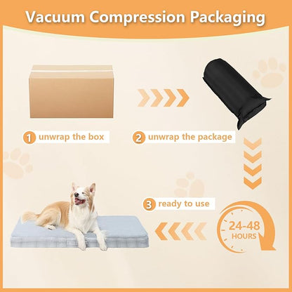 MIHIKK Washable Orthopedic Dog Bed for Large Dogs, XL Waterproof Pet Bed with Egg Crate Foam Strong Support, Machine Washable Cover & Anti-Slip Bottom & Durable Zipper 41x27(Gray)