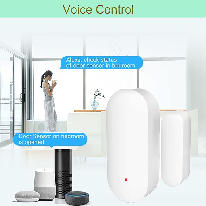 WiFi Door/Window Sensor: Smart Contact Sensor with App Alerts, Door/Window Open Detector Compatible with Alexa/Google Assistant, Entry Detector for Home Security & Automation (3Pack)