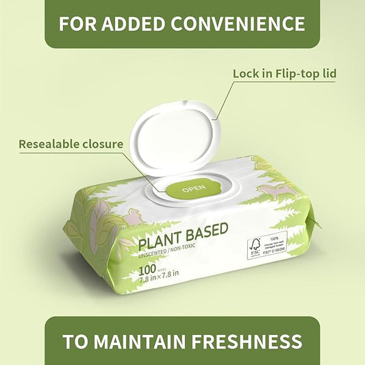 IMMHABI 100 Unscented Pet Wipes for Paws & Butt Plant Based Hypoallergenic Pets Cleansing & Deodorizing Anal Gland Hygienic Puppy Wipes for Dogs Face & Body Cat Wipes Cleaning Fur Doggie Wipes