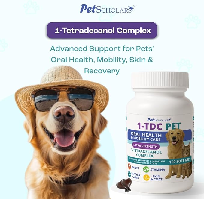 1TDC Dental & Joint Health Softgel Supplement for Dogs & Cats, Supports Oral Health, Stamina, Mobility, Muscle Strength & Recovery, Maintains Skin & Coat Health of Pets (120 Soft Gels)