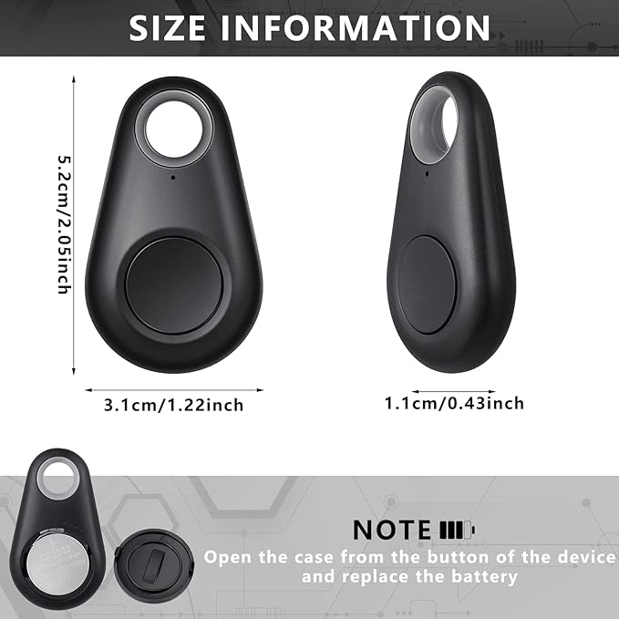Flutesan 8 Packs Portable GPS Tracking Mobile Tracking Anti Loss Smart Device Key Finder Locator GPS Tracker Device for Pets Dog Cat Wallet Keychain Luggage, Alarm Reminder(Black)