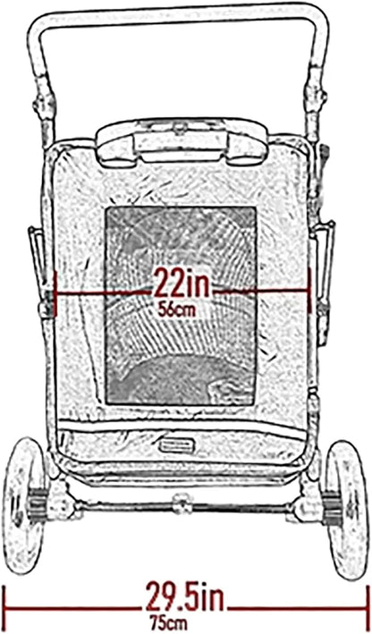 Pet Gear NO-Zip Pet Stroller with Dual Entry, Push Button Zipperless Entry for Single or Multiple Dogs/Cats, Pet Can Easily Walk in/Out, No Need to Lift Pet, Gel-Filled Tires, 1 Model, NEW Fog