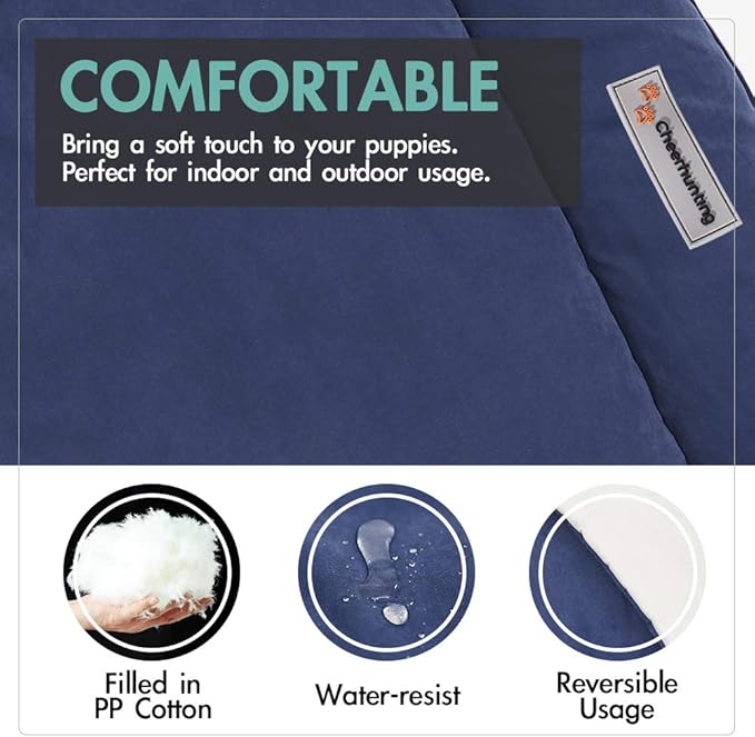 CHEERHUNTING Camping Dog Bed Pet Bed 40”X32”, Outdoor, Waterproof, Washable, Water-Resist, Large, Durable, Portable Travel Pet Mat