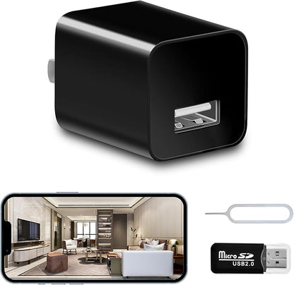 USB Charger Camera - WiFi Small Camera - Full HD 1080P Mini Wireless Nanny Cam Motion Detection with App Live Feed