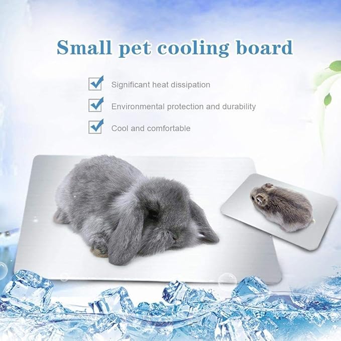 Comtim Rabbits Cooling Mat, Self Cooling Mat Pad for Hamster Guinea Pig Chinchilla Bunny Kitten Cat and Other Small Animals, Pet Cool Plate Ice Bed, Rapid Cooling - Perfect for Hot Summer Weather, L