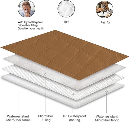 fuguitex Waterproof Dog Blanket Reversible for Small Dogs Resistant Leakproof Washable Couch Cushion Bed Protector Cover for Indoor Furniture Pet Friendly（82"*82",Brown+Brown