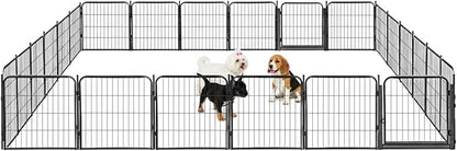 Outdoor Dog Playpen - 24 inch, 24 Panels for Small and Puppy Size Dogs - Heavy Duty Metal Pet Fence with Black Anti-Rust Coating - Portable Exercise Play Pen for RV, Camping, and Yard
