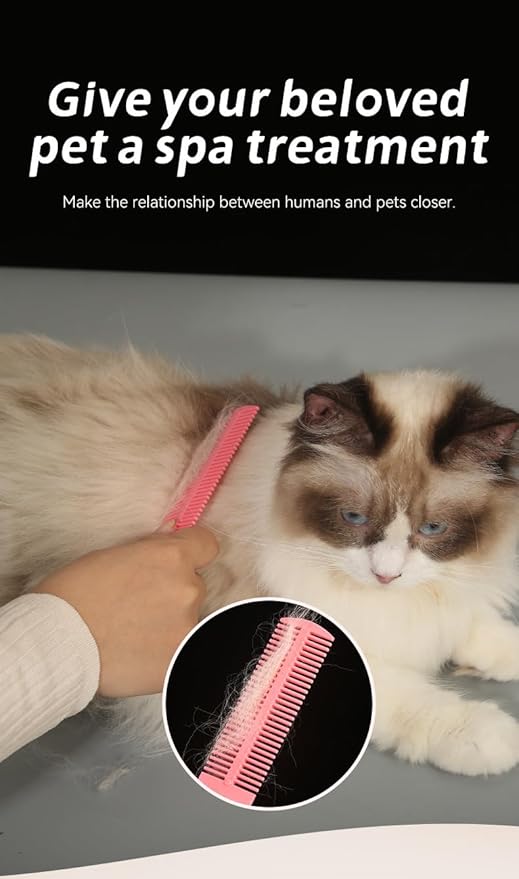 3-in-1 Pet Grooming & Hair Removal Set, Dog Cat Comb Kit, Electrostatic Fur Remover, Compact Elliptical Storage Case, Portable for Travel - Fits Long Haired Dogs, Indoor Cats, Poodles