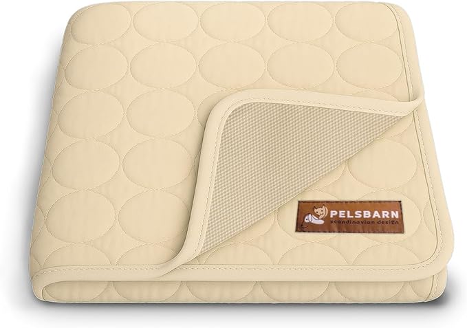 Pelsbarn Dog Cooling Mat- Ice Silk Summer Comfort, Self Cooling, Non-Slip Dog Pad, Durable & Washable, Mat for Extra Large Dogs 33"" x 45"", Support Shelter Dogs with Every Purchase (Beige)