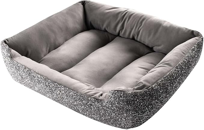 Sparkles Home Pet Bed, Sparkling Rhinestones, Soft, Comfortable Velvet, for Lounging Dogs, Cats, Pets, Silver, Small, Sold Individually