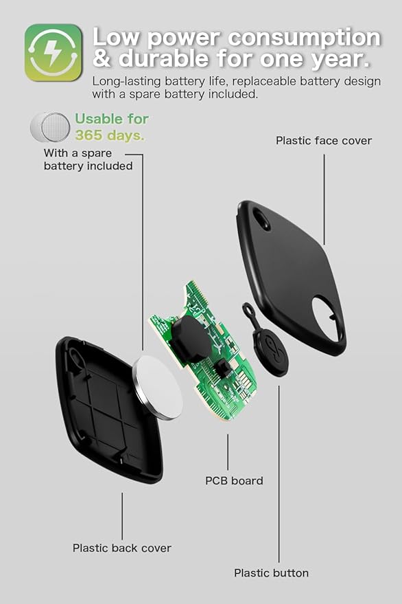 4 Pack Bluetooth Tracker Works with Apple Find My, Key Finder Locator with Sound, Anti-Lost Device for Wallet Keys iPhone, GPS Tracking Device for Kids Pets Luggage