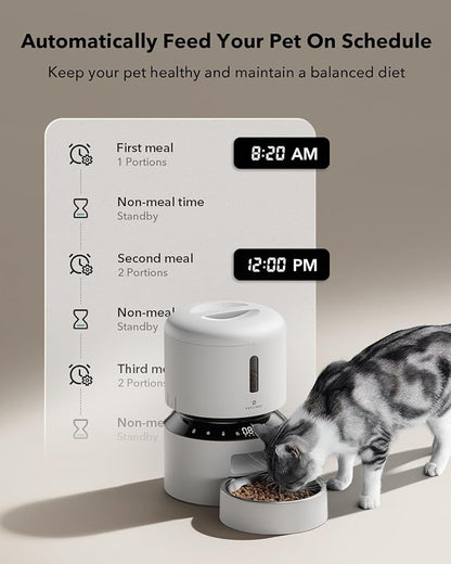 PETLIBRO Automatic Cat Feeder – 3L Programmable Pet Food Dispenser with Freshness Preservation, Timed Portion Control, Voice Meal Call & Dual Power Supply, Healthy Feeding for Cats & Small Dogs White