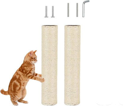2 Pcs Cat Scratching Post Replacement for Indoor 15.7 x 3.1 Inches Cats Tree Replacement Parts Natural Sisal Cat Scratch Posts Refill Pole Part with M8 Screws Spare Cat Furniture Accessories