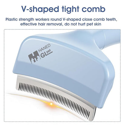 Molain Pet Deshedding Comb,V-Tooth Dog Cat Grooming Brush with Curved Blade Gentle Shedding Tool with Ergonomic Non-Slip Handle for All Coat Types
