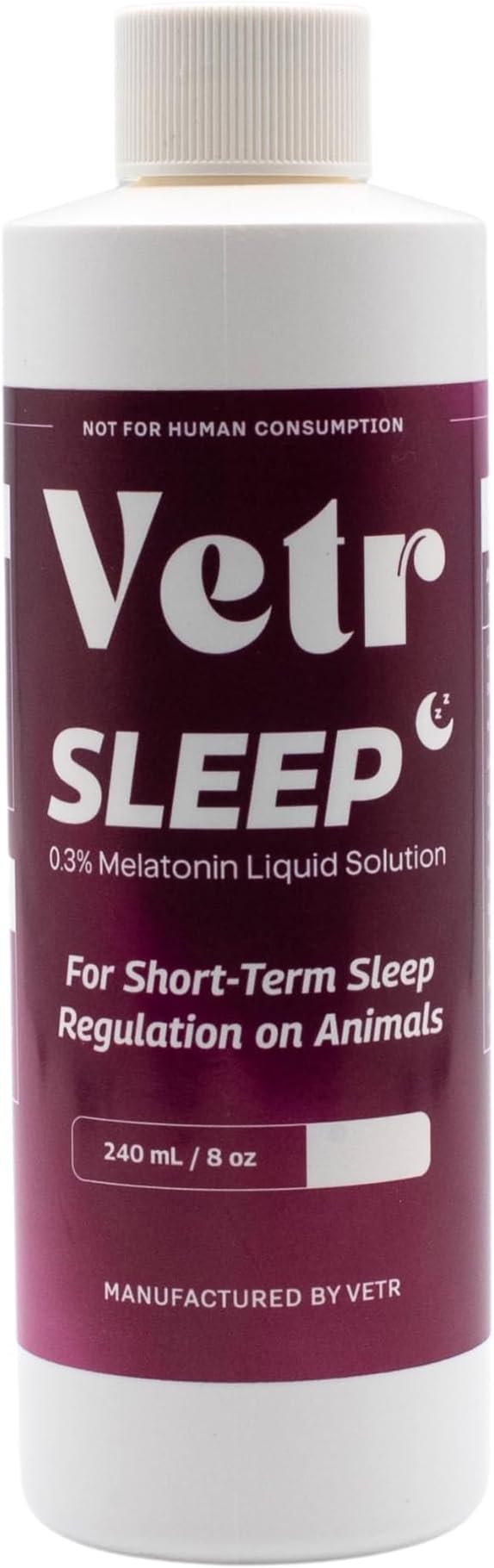 vetr Sleep Melatonin for Dogs & Cats - Roasted Chicken Flavor - Liquid Calming Drops, Dog Sleep Aid, Anxiety Relief Supplement (240mL)