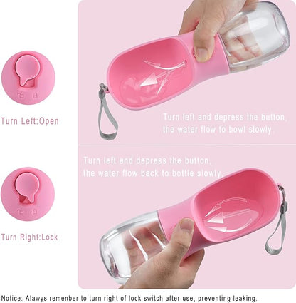 Cibaabo Dog Water Bottle with Food Container, Travel Puppy Water Bowl, Portable Pet Dispenser, Girl Dog Accessories Stuff Items Essentials Necessities for Yorkie Chihuahua Cat Walking and Hiking