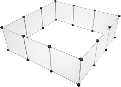 Pet Playpen,Kennel Crate Fence Tent Portable Large Plastic Play Yard Fence for Small Animals, Puppy,12 Pcs White Panels