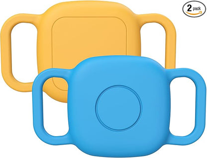 Waterproof Dog Collar Holder for Tile Life360 Mate 2024/2022 Tracker,2 Pack Anti Lost Soft Silicone Case for cat pet Necklace, Protective Cover Accessories for Tile Tracker Finder (Blue/Orange)