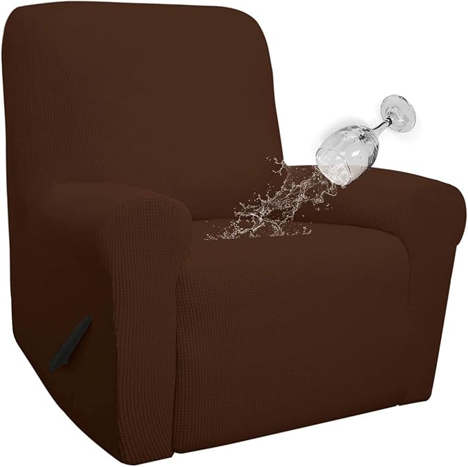 Easy-Going 100% Waterproof Recliner Cover, Dual Waterproof Couch Cover, 1-Piece Jacquard Sofa Cover, Leakproof Slipcover for Kids, Pets, Coffee Color