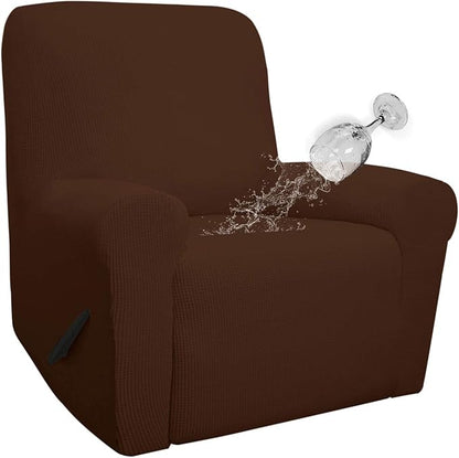 Easy-Going 100% Waterproof Recliner Cover, Dual Waterproof Couch Cover, 1-Piece Jacquard Sofa Cover, Leakproof Slipcover for Kids, Pets, Coffee Color