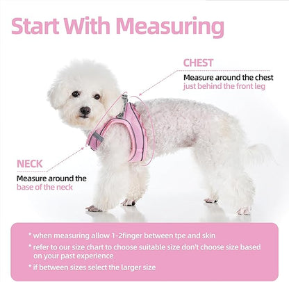 Solmoony Sparkly Medium Dog Harness and Leash Set, Step in Soft Light Puppy Vest, Breathable Reflective Pet Harness for Walking, Puppy Harness for Medium Dogs Cats (Red, L)