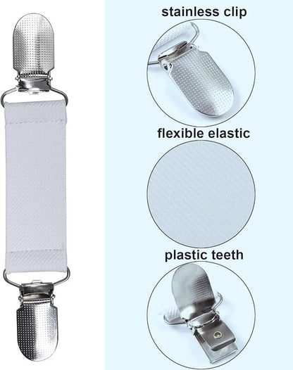 3” Bed Clip for SpotWarm, Adjustable Strap for Spot Warm King and Queen Bed Warmer, Use in Upper Two Corners to Keep Spot Warm in Place. Length 3” and Stretches, Includes - 1 Pair White