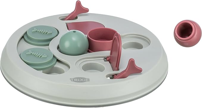 TRIXIE Cat Activity Hide 'N Slide Strategy Game – Cat Puzzle Toy with Treat Dispenser for Mental Stimulation – Interactive Puzzle Feeder for Enrichment Exercises – 9.1 in, ø 23 cm