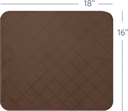 Waterproof Chair Pads for Incontinence, 4 Pack Reusable Seat Protector Pads 18" x 16", Absorbent Wheelchair Pad Covers, Washable Chair Pads for Adults, Kids & Pets - Brown