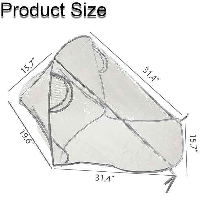 Unisize Pet Stroller Rain Cover, EVA Transparent Waterproof & Windproof Cover for Snow Rain Wind, Foldable Universal Fit for Most Dog Strollers