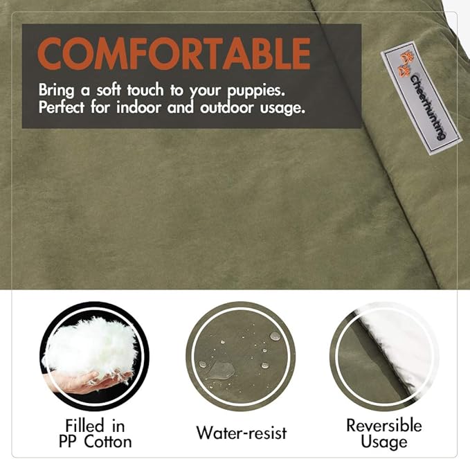 CHEERHUNTING Camping Dog Bed Pet Bed 40”X32”, Outdoor, Waterproof, Washable, Water-Resist, Large, Durable, Portable Travel Pet Mat