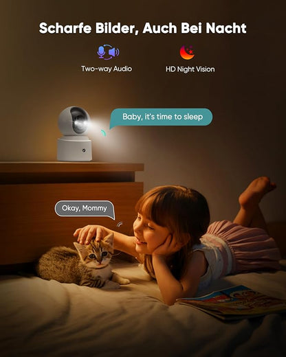 Battery Powered pet camera,true Wireless Indoor Camera, 4MP 2.5K WiFi Camera with Color Night Vision, 355° Pan Tilt, Motion Detection, 2-Way Audio, Dog/Cat/Kids/Baby/Pet Monitor & home security