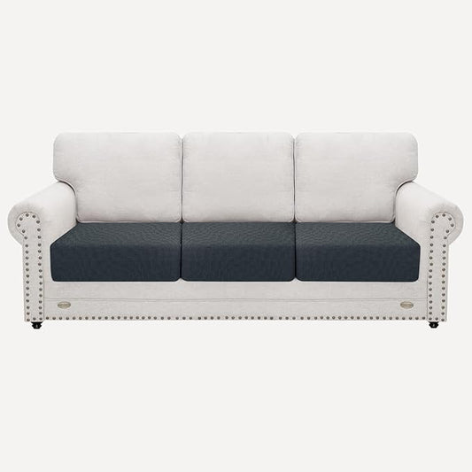 2025 Stretch Cushion Cover for Sofa, Individual Couch Sofa Seat Covers Removable & Washable, Sectional Couch Cushion Slipcover Replacement, Unique Fashion Pattern Soft Cozy Durable (3Pc, Dark Gray)