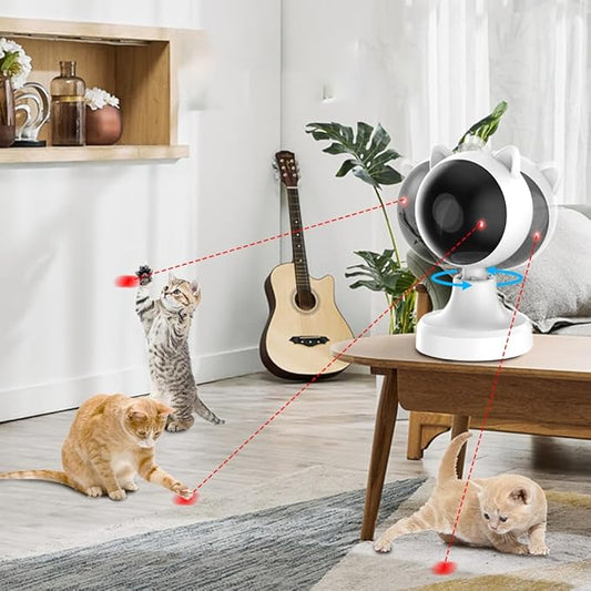 Automatic Smart Laser Cat Toy, USB Rechargeable Interactive Rotating Laser Pointer for Indoor Cats, 2 Modes & Adjustable Speed
