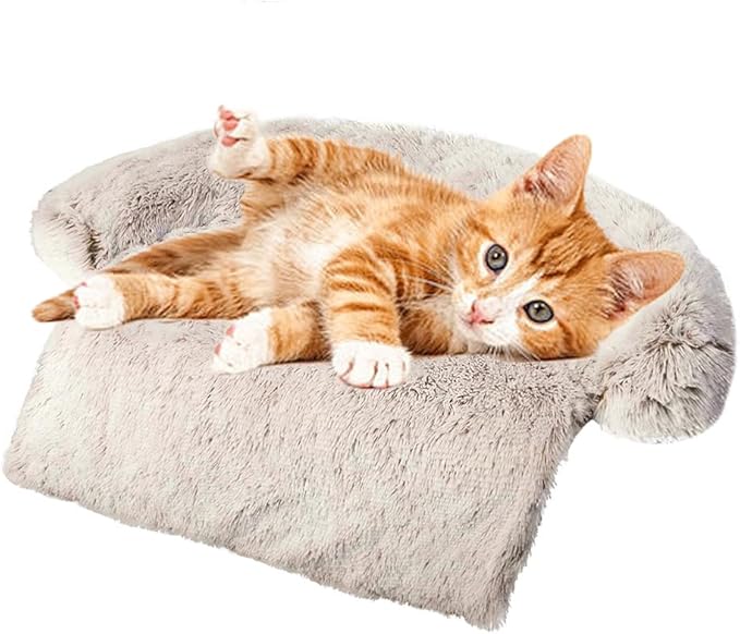 Tinaco Calming Dogs/Cats Bed Mats, Dog Pad Washable Removable Couch Cover, Plush Long Fur Mat for Pets, Waterproof Lining, Perfect for Small, Medium and Large Dogs and Cats (Gradient Brown, 21"x21")