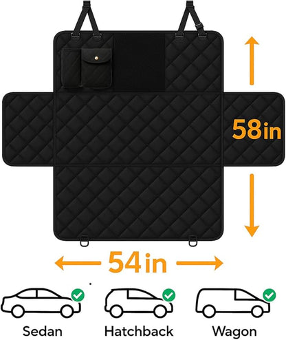 fidozen Dog Car Seat Cover for Back Seat with Visual Mesh Window - 100% Waterproof & Scratchproof 600D Oxford Dog Hammock for Car, Truck, SUV - Non-Slip Pet Seat Cover with Side Flaps, Universal Fit